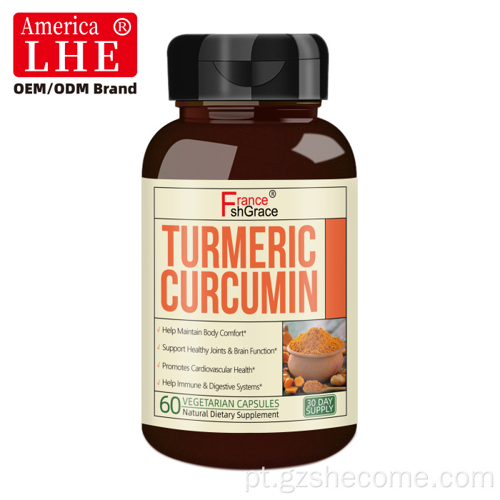 Shecome Cúrcuma Cápsulas de Curcumina Suporte para o Cérebro Articular